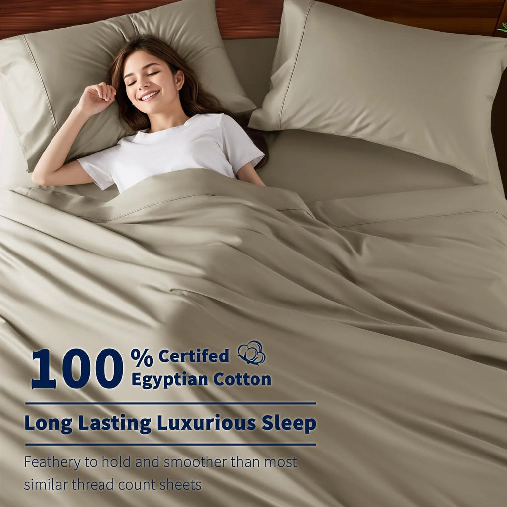King Size 4-Piece 100% Egyptian Cotton Sheets Set B284