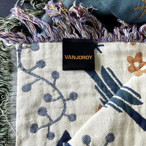 Beige 100% Organic Cotton Large Throw Blanket 80" x 90" D926439