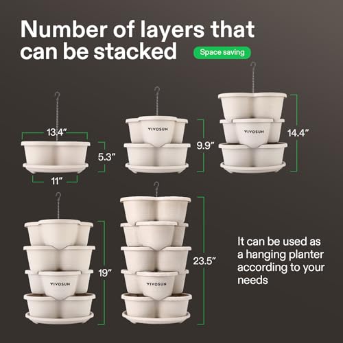 5 Tier Vertical Stackable Planter, Grey I13012