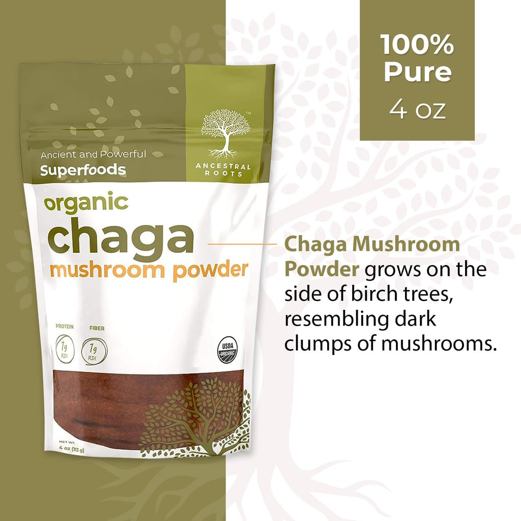 Organic Chaga Mushroom Powder, 4 oz, USDA Organic M201