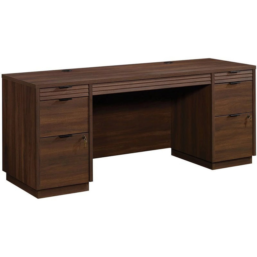 72" Wooden Computer Credenza Desk in Spiced Mahogany V43757