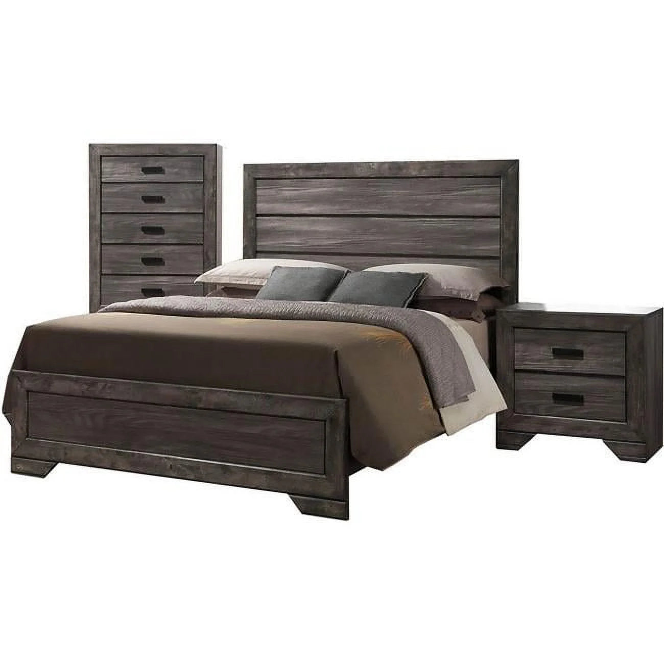 Weather Gray 3 Piece King Bed, Chest & Nightstand Suite Y531036