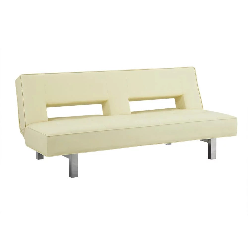 Cream Faux Leather Convertible Futon Sofa E934986