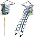 Attic Ladder 12 Steps Pull Down Folding Extension Loft Stair, Carbon Steel, 31.5 x 35.4 Inch, 9.8ft Height I7330