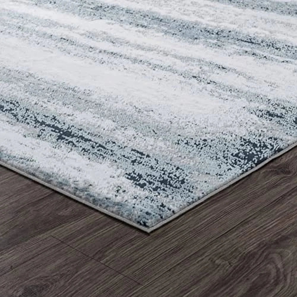 Modern Abstract Area Rug (8x10, Grey Navy) I485