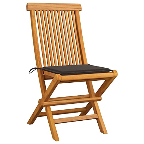 8 pcs Solid Teak Wood Folding Patio Chairs with Taupe Cushions Q71553