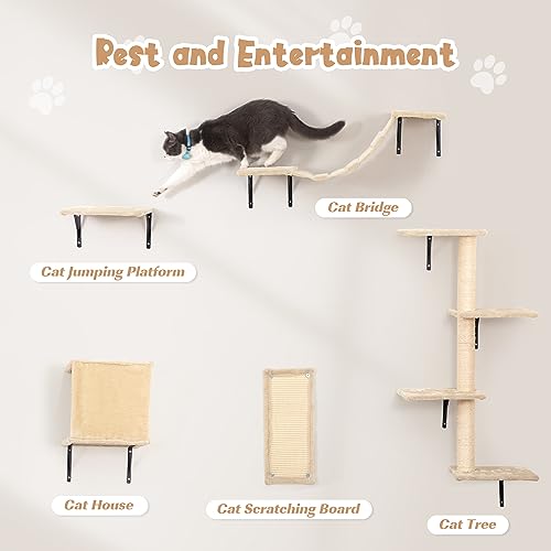 Gray 5 Piece Cat Shelves with Tree, Perch, Scratcher, Bridge & Condo U8091