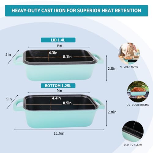 2 Piece Enameled Cast Iron Bread Pan with Lid (Lake blue) L6315