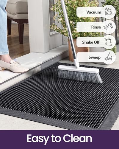 Heavy Duty Non-Slip Rubber Entry Mat, 24x36, Black P8830