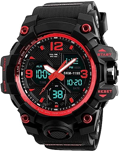 Men's Analog Sports Watch LED Military Digital Watch Electronic Stopwatch Large Dual Dial Time Outdoor Army Wrist Watch Tactical W19917