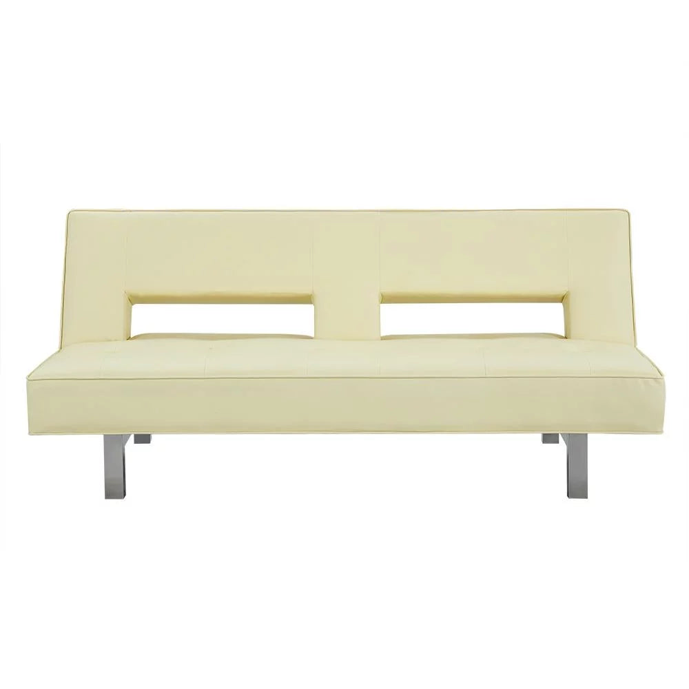 Cream Faux Leather Convertible Futon Sofa E934986