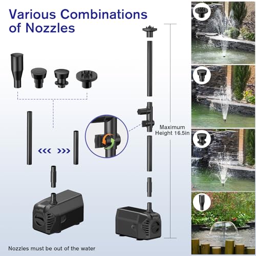 30W Solar Pond Pump 430GPH with Diverter Valve & 6.6 FT Tubing H250829