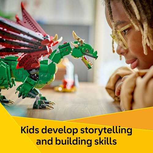LEGO Creator 3 in 1 Medieval Dragon Toy Building Toy with 3 Build Options D96763