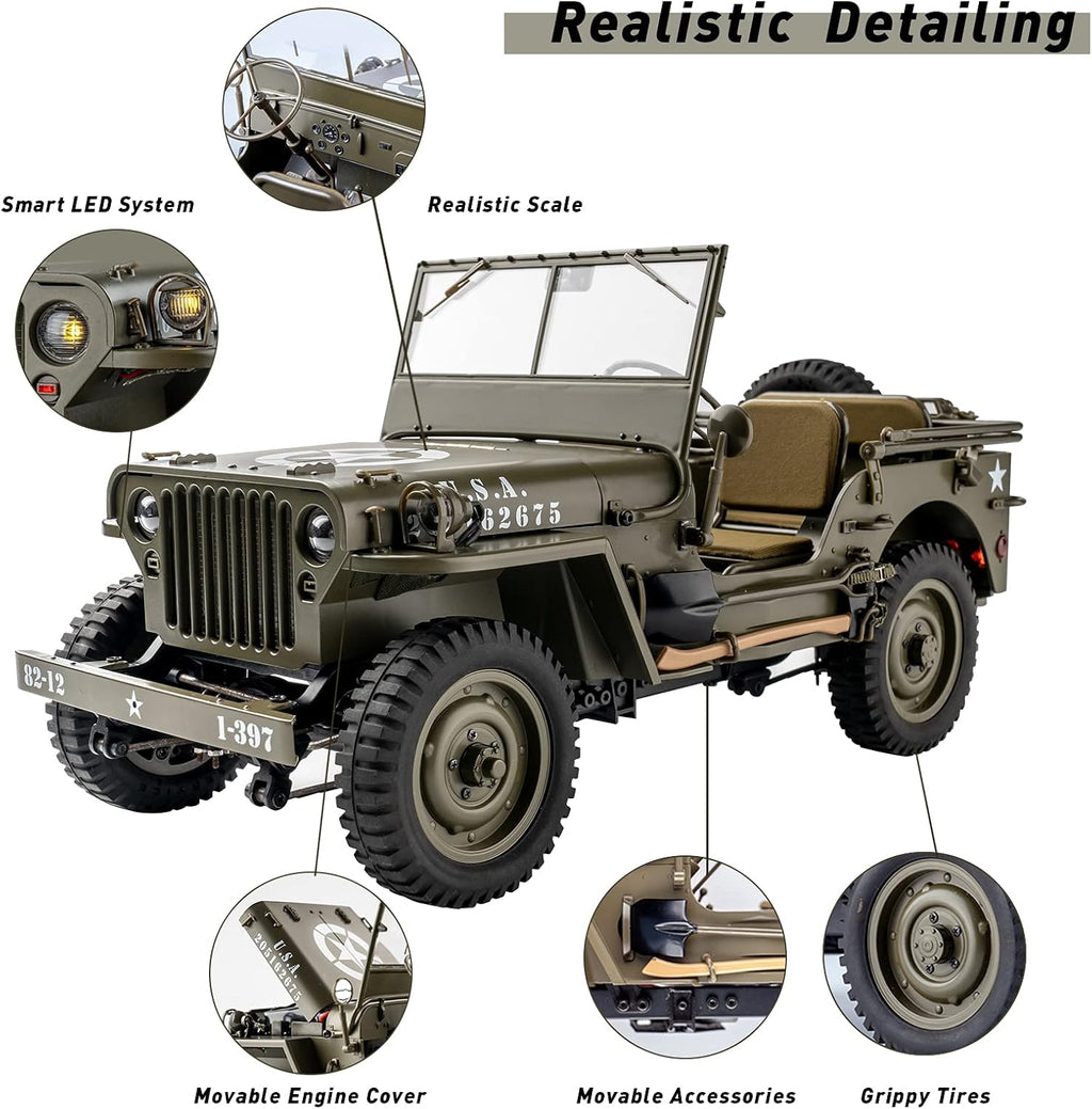 1/12 1941 MB Scaler RC Jeep 4x4 RTR RC Rock Crawler Military B84233