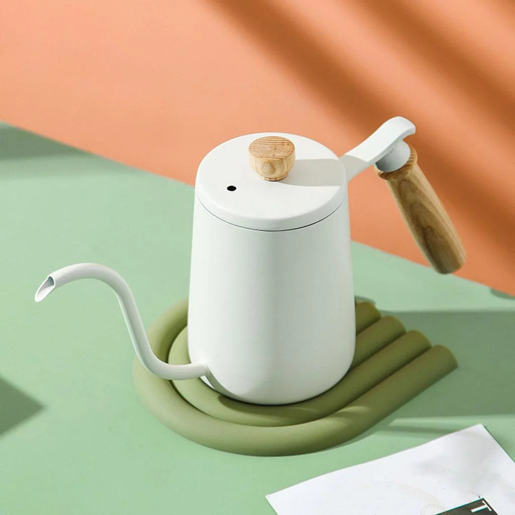 White Stainless Gooseneck Tea Kettle C7387