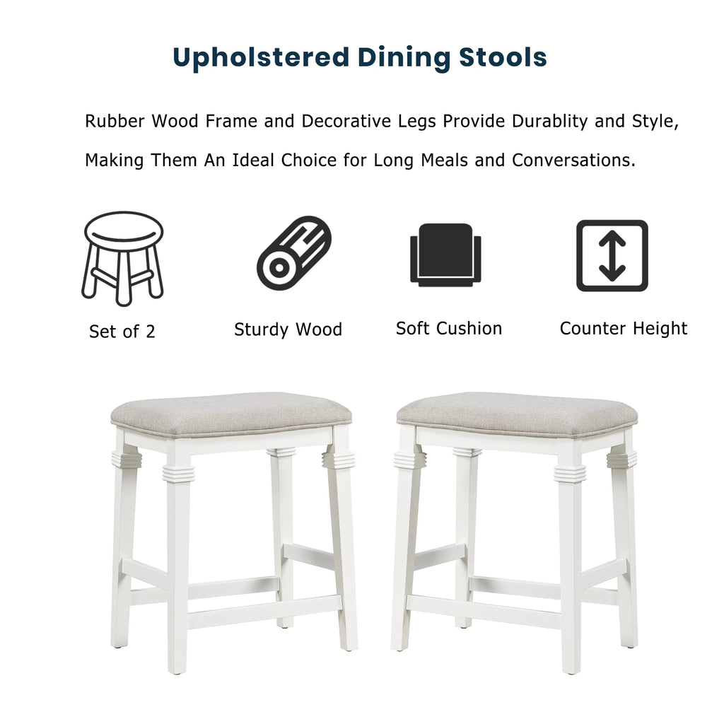 White 3-piece Rubber Wood Kitchen Island Set with 2 Shelves and 3 Drawers M6553