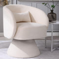 Beige Linen Fabric Swivel Barrel Accent Chair R417