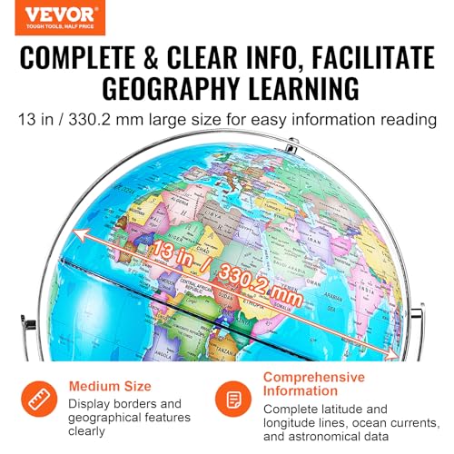 8 in Educational Geographic Globe with Stand V1734