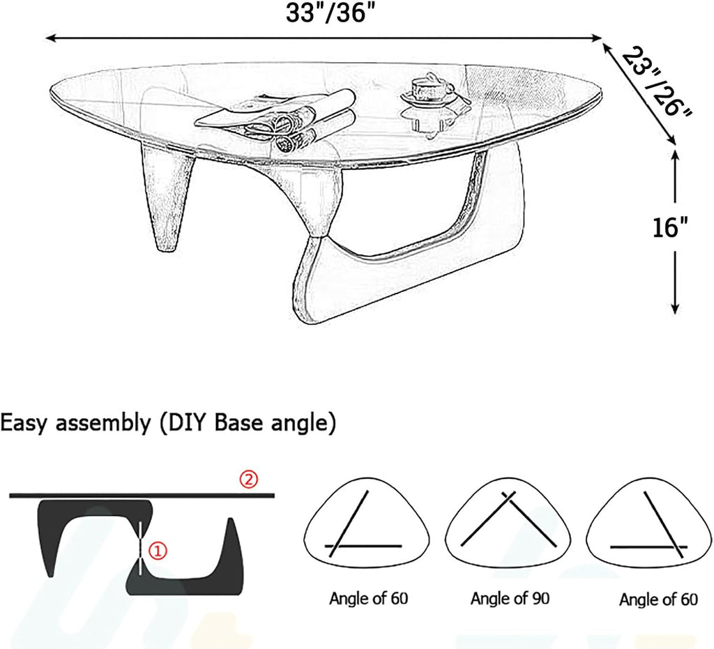 Glass Coffee Table with Solid Wood Base, Gray-Black Z9988