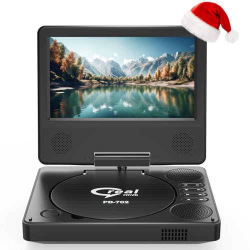 9.5" Portable DVD Player with 7.5" Swivel Display Screen, 5-Hour Built-in Rechargeable Battery, Black Z187199