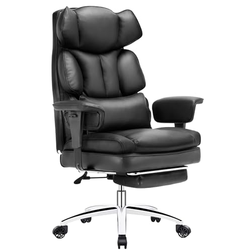 Black PU Leather High Back Desk Chair with Footrest F271923