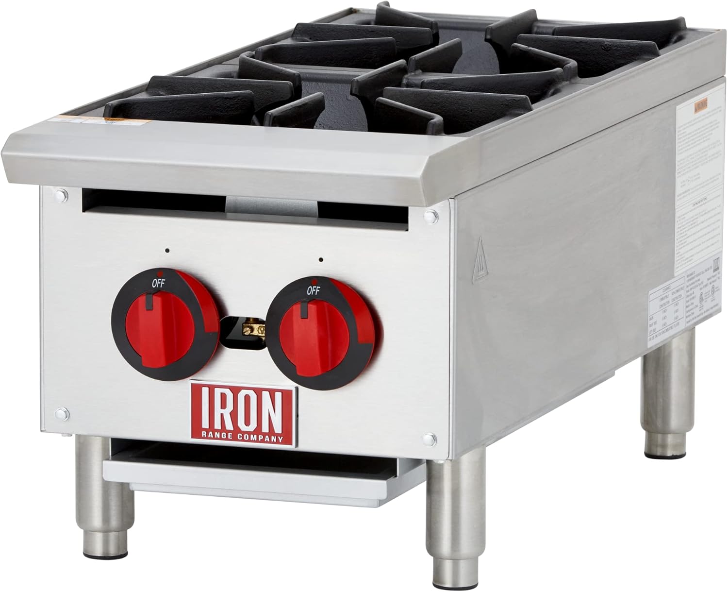 12" Two Burner Countertop Commercial Gas Hot Plate, Stainless Steel S4375