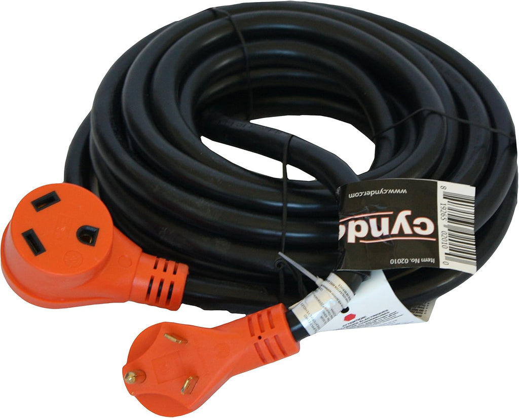 50 Feet Black 30 Amp RV Power Extension Cord Pack of 2 K1994