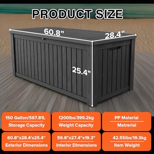 Gray UV Resistant Outdoor Storage Box Y395811