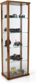 Full Glass Narrow Curio Cabinet with Locking Doors Walnut G9092
