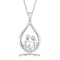 Parent and Children Family Necklace Pendant in Sterling Silver 18" Rolo Chain B134892