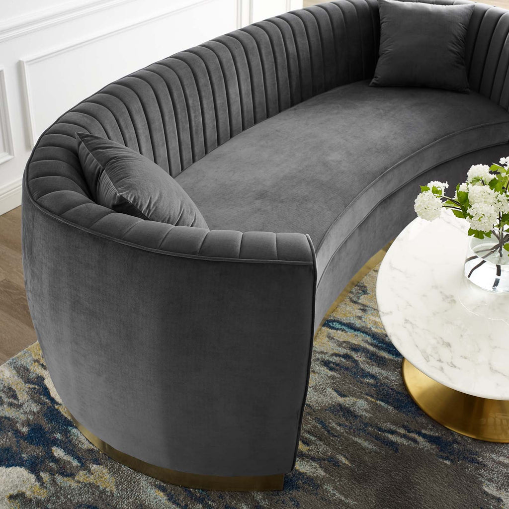 Grey Velvet Sofa D7403