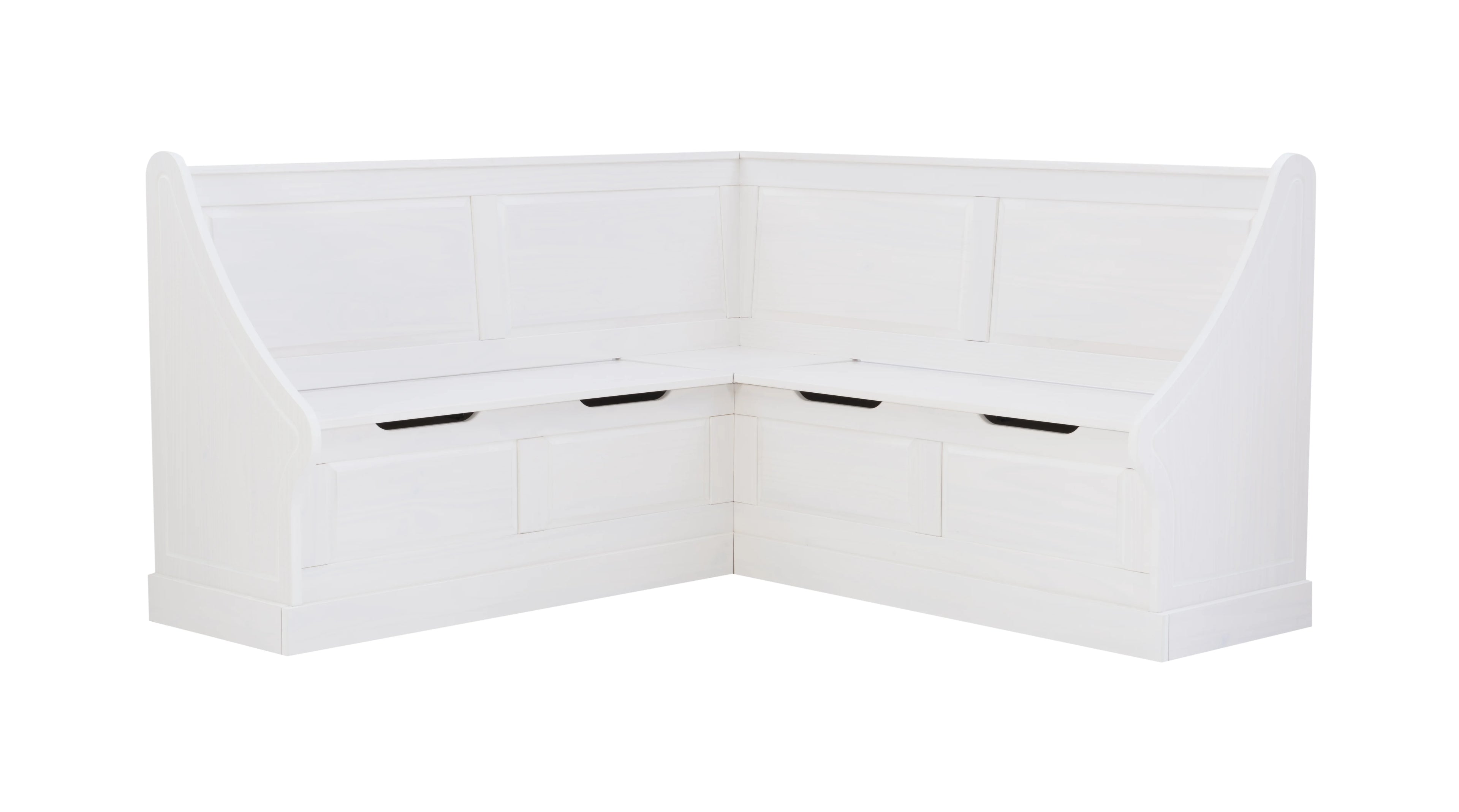 White Wood Corner Dining Bench with Storage, Seats 4 B811