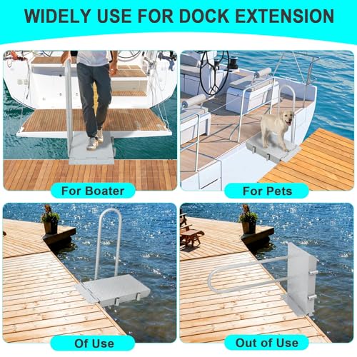 Silver Folding Dock Boarding Platform with Handrail M1220