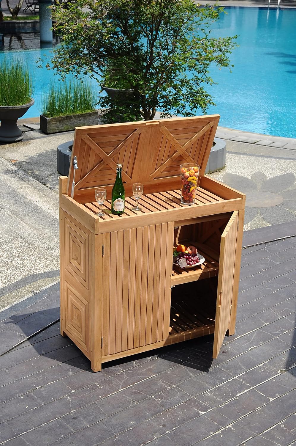 Teak Wood Outdoor Storage Cabinet H7537