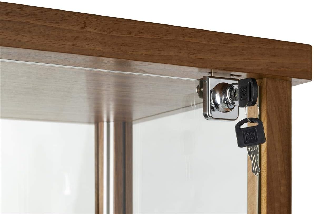 Full Glass Narrow Curio Cabinet with Locking Doors Walnut G9092