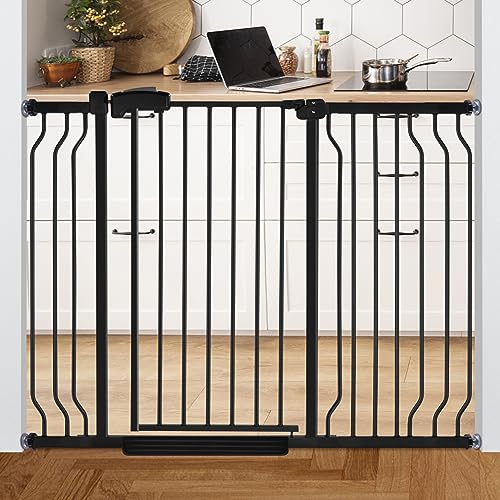 Black Metal Baby Gate with Walk-Thru Auto Close B222826