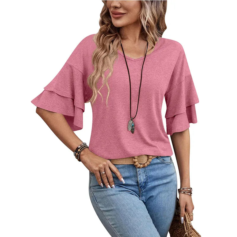 Women's Casual Elegant Streetwear Solid Color Half Sleeve T-Shirts