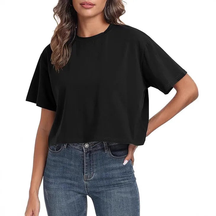 Wholesale Women's Casual Solid Color Short Sleeve T-Shirts