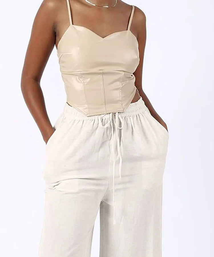 Sexy Polyester Vest with Backless Design for Women