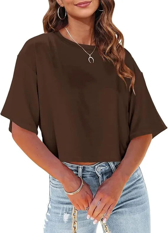 Wholesale Women's Casual Solid Color Short Sleeve T-Shirts