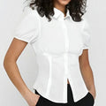 Casual Women's Shirt in Polyester Fabric Featuring a Slim Fit Design