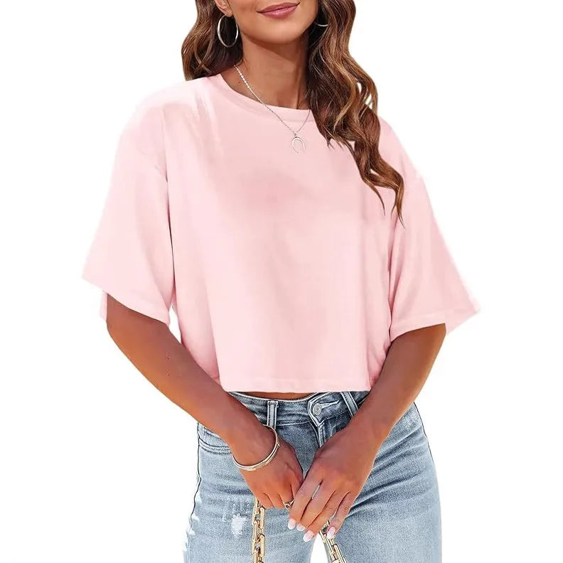 Wholesale Women's Casual Solid Color Short Sleeve T-Shirts