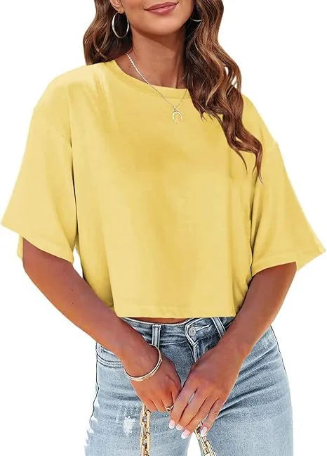 Wholesale Women's Casual Solid Color Short Sleeve T-Shirts
