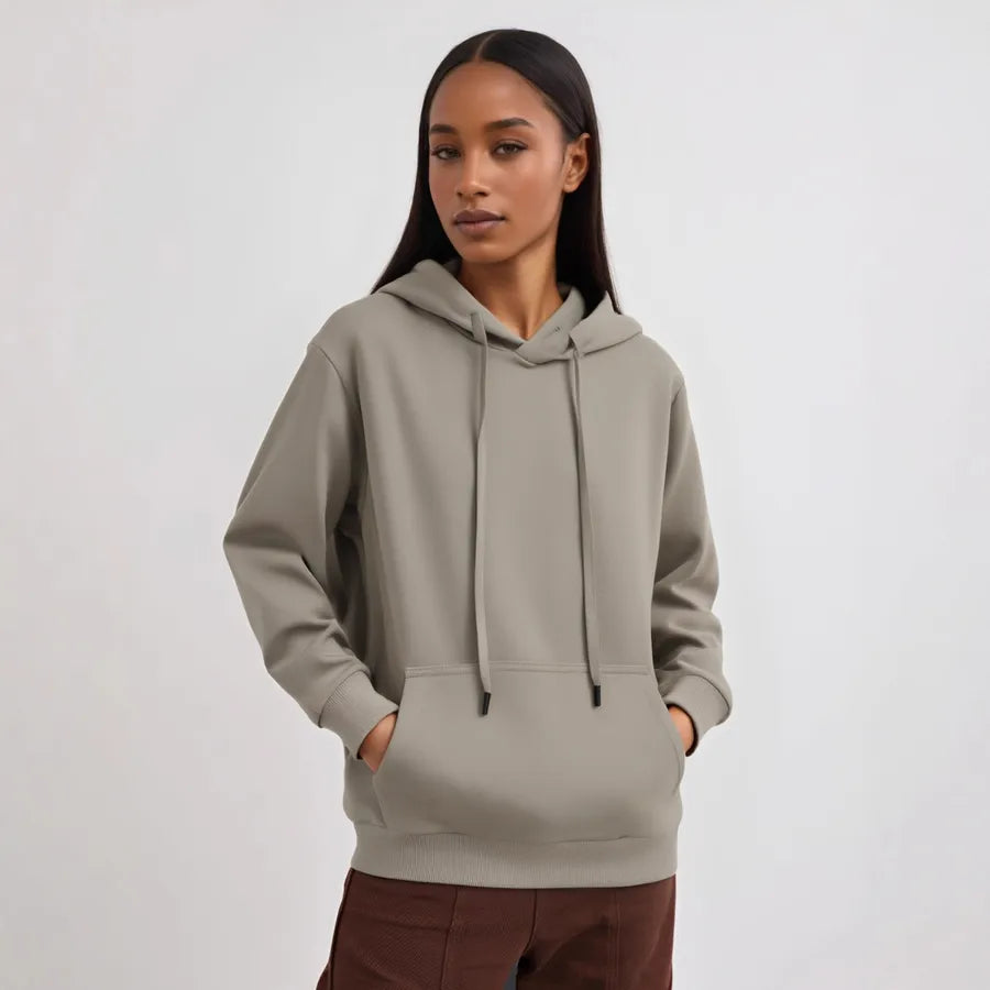 Double-layer Cotton Hooded Sweatshirt 300g Women's Loose Fit Casual Long Sleeve Autumn Wear