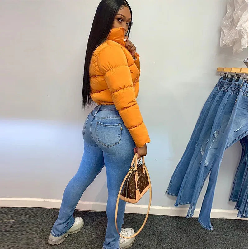 women's casual fashion zipper zipper down jacket