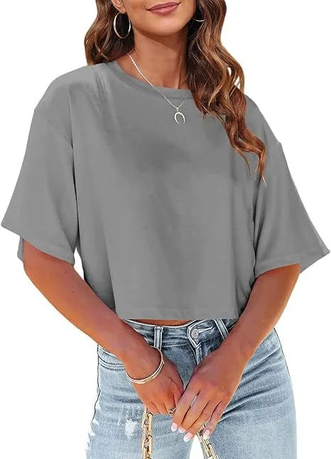 Wholesale Women's Casual Solid Color Short Sleeve T-Shirts