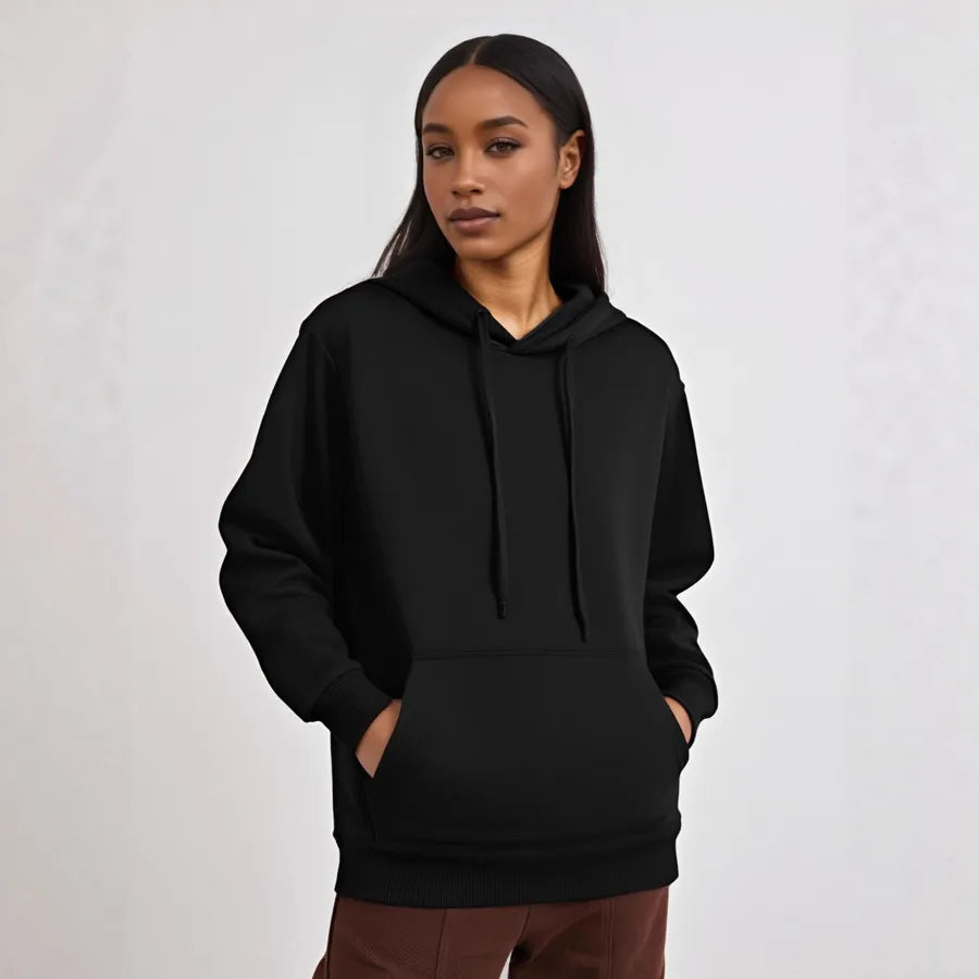 Double-layer Cotton Hooded Sweatshirt 300g Women's Loose Fit Casual Long Sleeve Autumn Wear