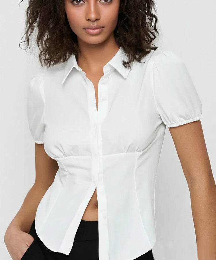 Casual Women's Shirt in Polyester Fabric Featuring a Slim Fit Design