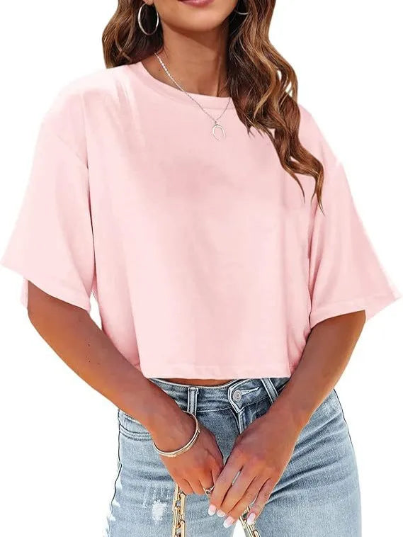 Wholesale Women's Casual Solid Color Short Sleeve T-Shirts