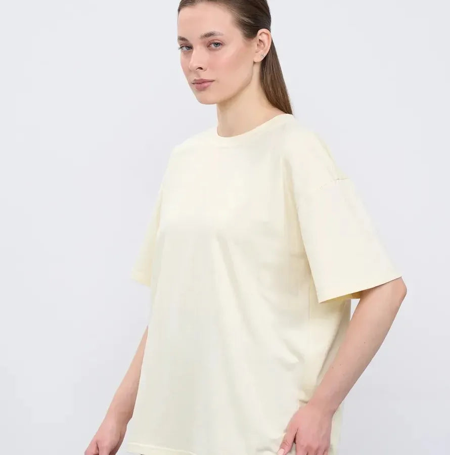 Simple Style Cotton Short Sleeve T-shirt featuring Round Neck design for Women